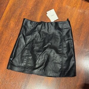 H&M Black Faux Leather Mini Skirt